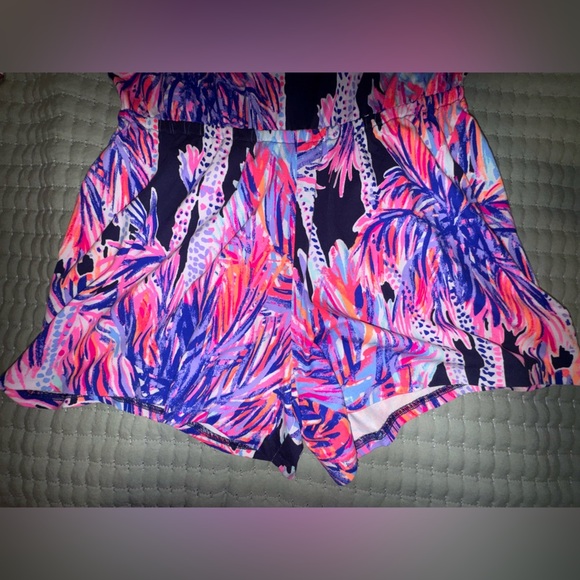 Lilly Pulitzer Lana Romper Bright Navy Palms Up Size S. NWT - Picture 13 of 14